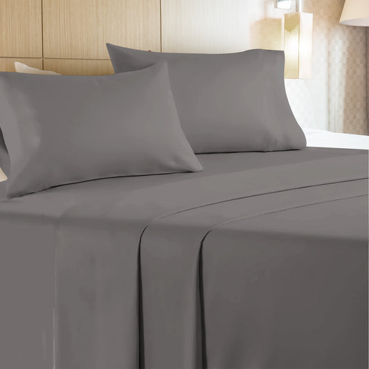 Luxley 4 Piece Microfiber Bed Sheet Set - Charcoal