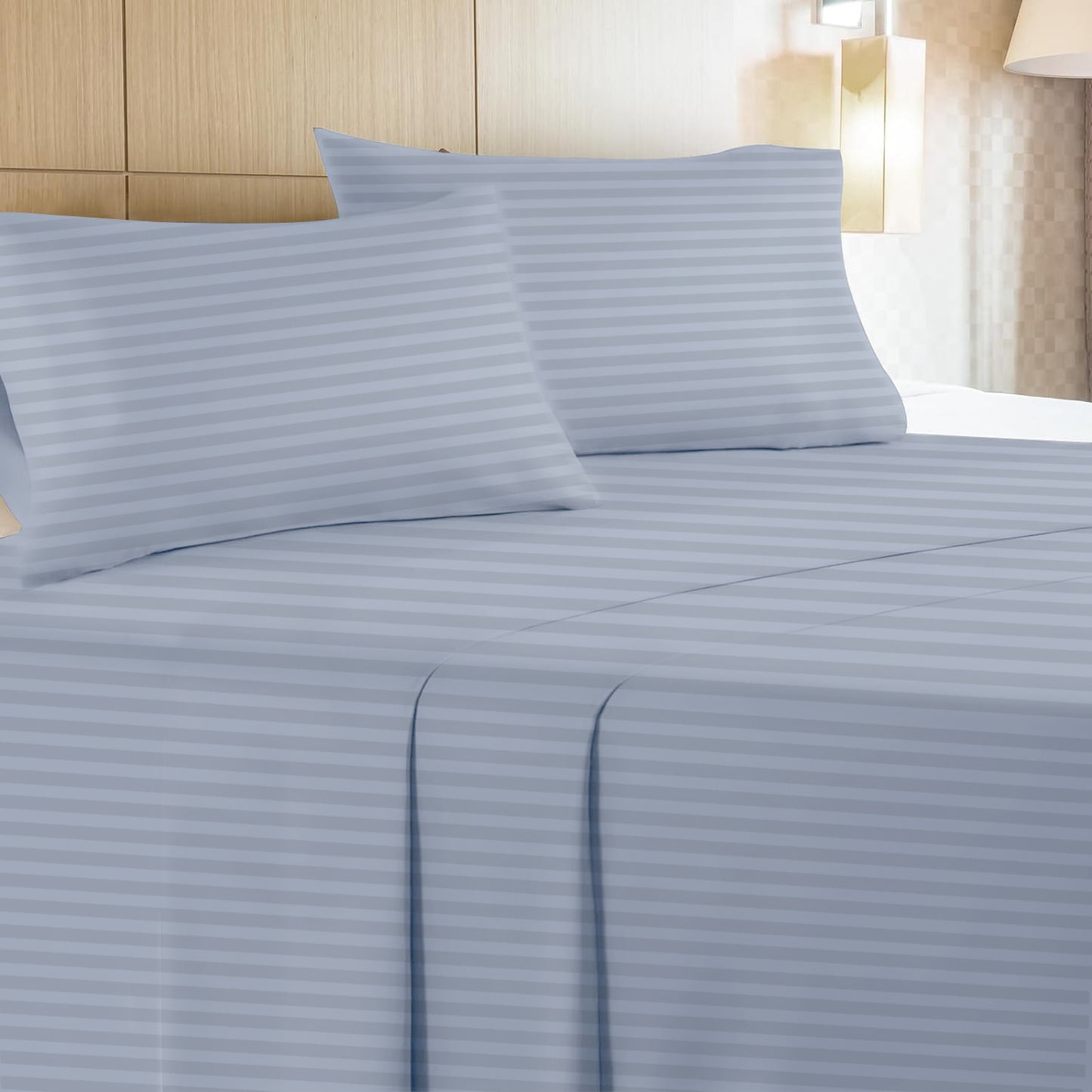 Leluxe Home Striped Sheets Set of 6 - 100% Microfiber Sheets Extra Soft and Wrinkle Free