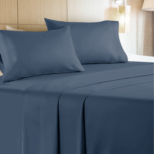 Luxley 4 Piece Microfiber Bed Sheet Set - Navy