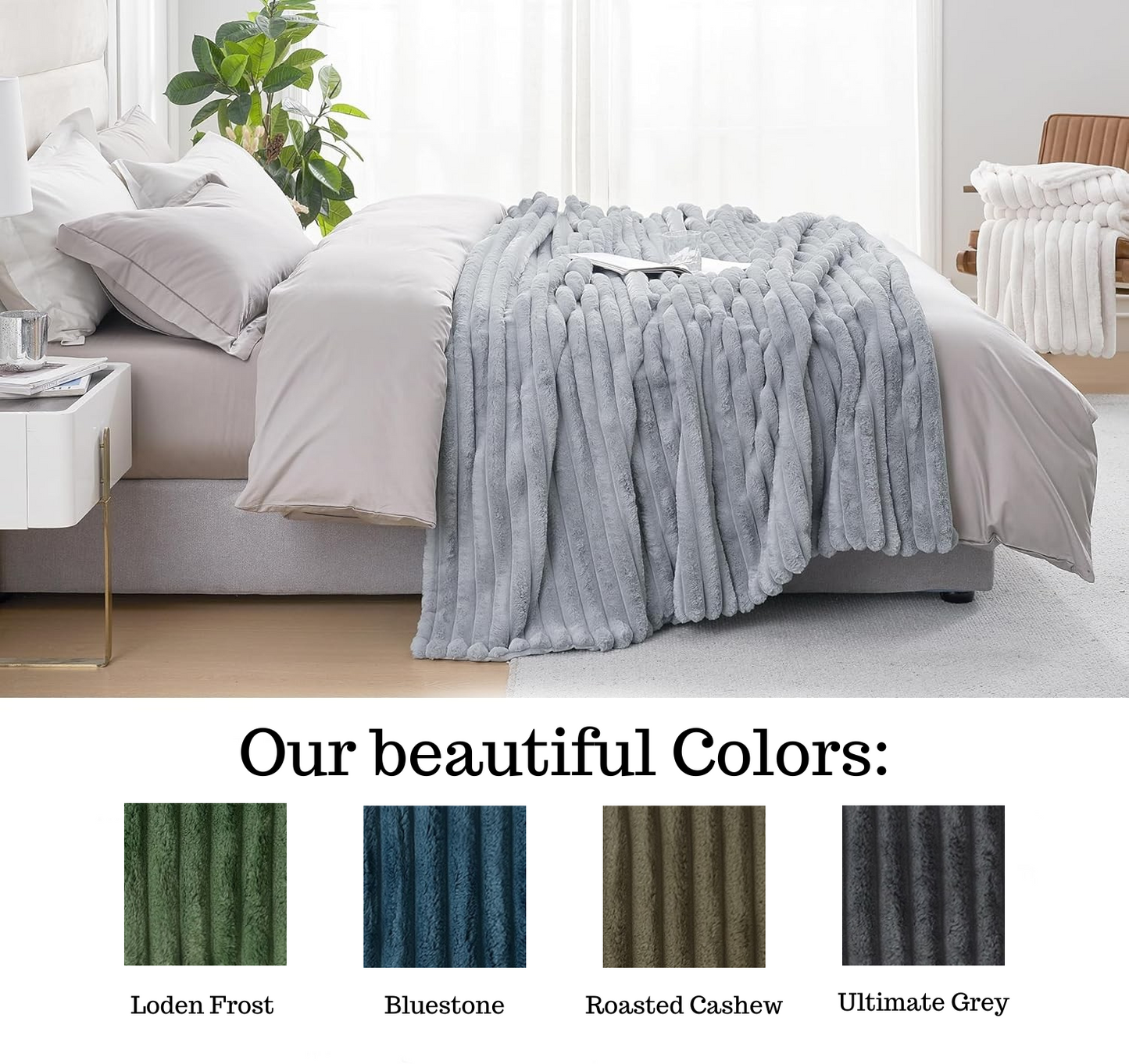 Kathy Ireland 50"x70" Corduroy Faux Fur Throw