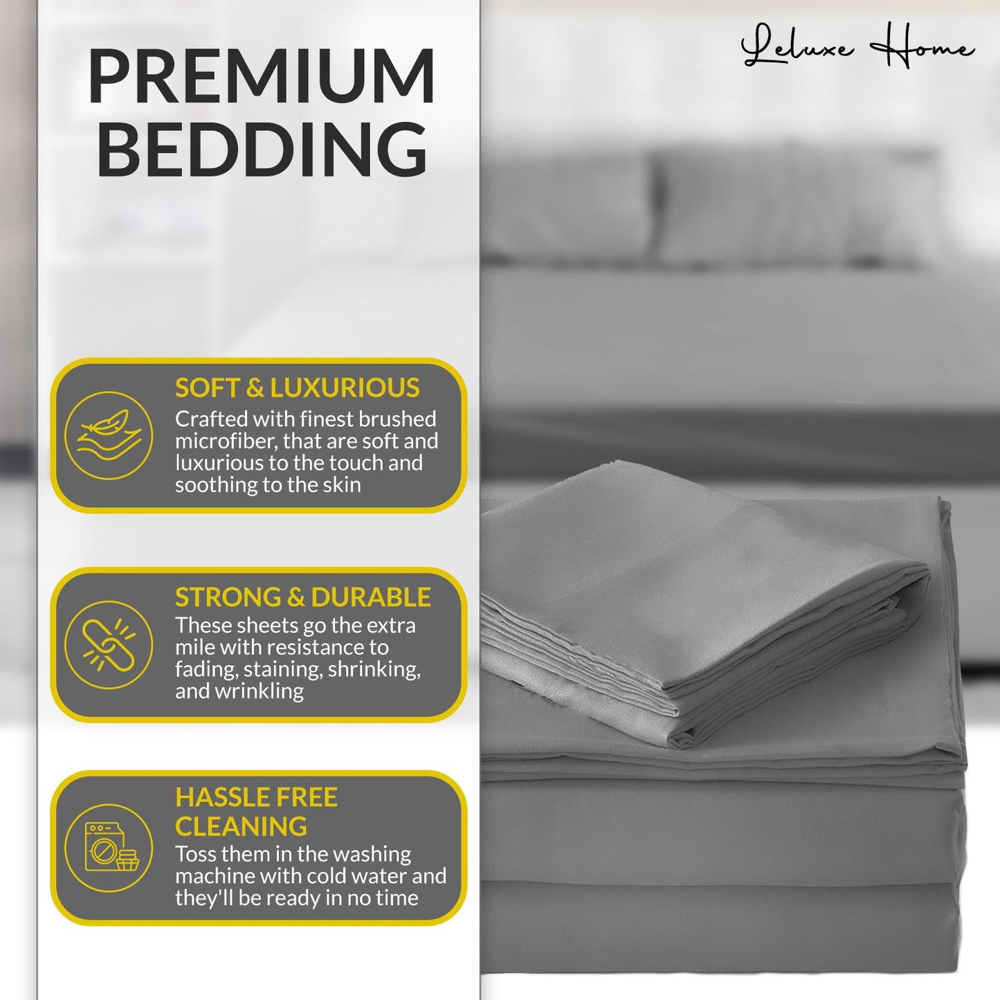 The Luxe 4 Piece Microfiber Bed Sheet Set