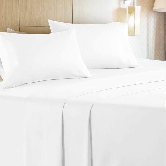 Luxley 4 Piece Microfiber Bed Sheet Set - White