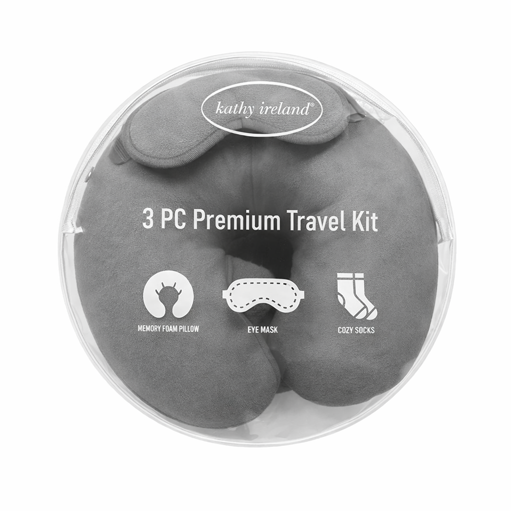 Kathy Ireland 3 Piece Neck Pillow Eye mask and Sock set