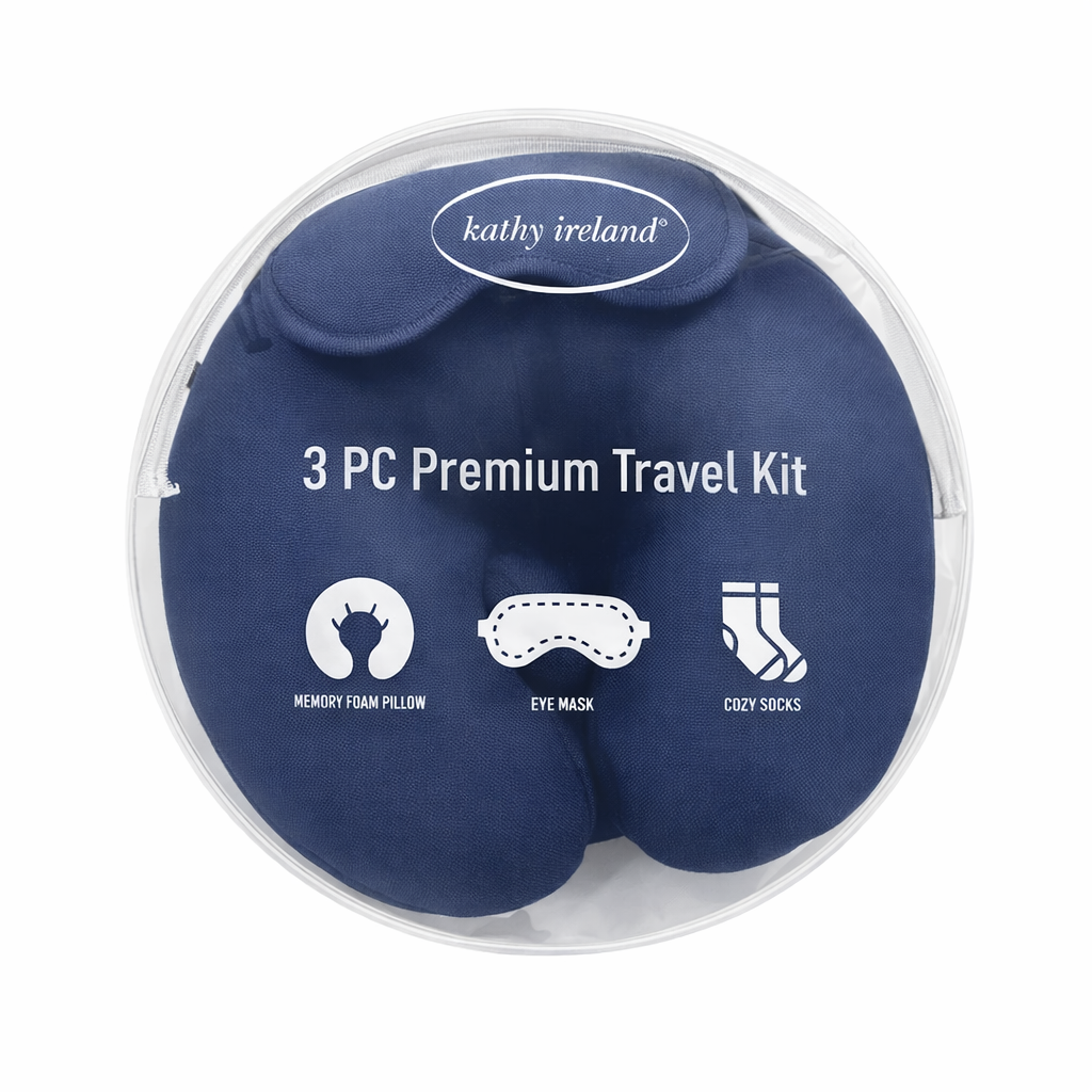 Kathy Ireland 3 Piece Neck Pillow Eye mask and Sock set
