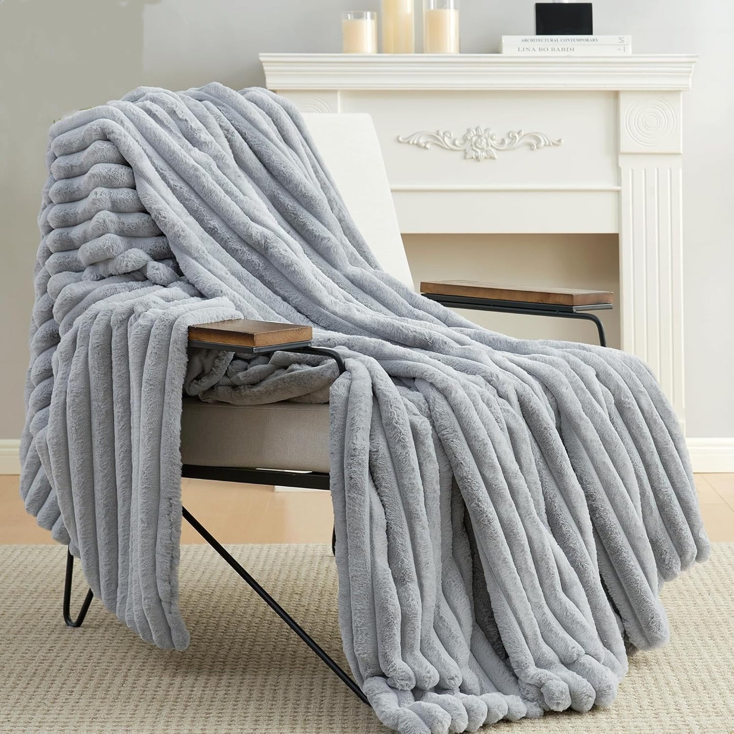 Kathy Ireland 50"x70" Corduroy Faux Fur Throw