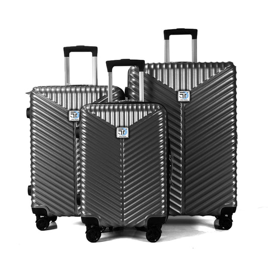 Leluxe Travel 3-Piece Luggage Set (28", 24", & 20" Carry On) - Black