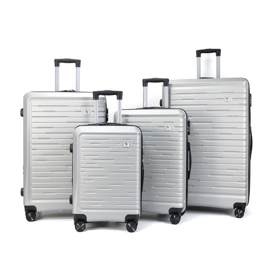 Leluxe Travel 4 Piece Luggage Set with Spinner Wheels ABS hardshell Luggage Carry on Suitcase, Lightweight 20" 24" 28" 32" - SILVER